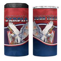 Personalized Serbia 4 in 1 Can Cooler Tumbler White Double Headed Eagle With Coat Of Arms - Wonder Print Shop