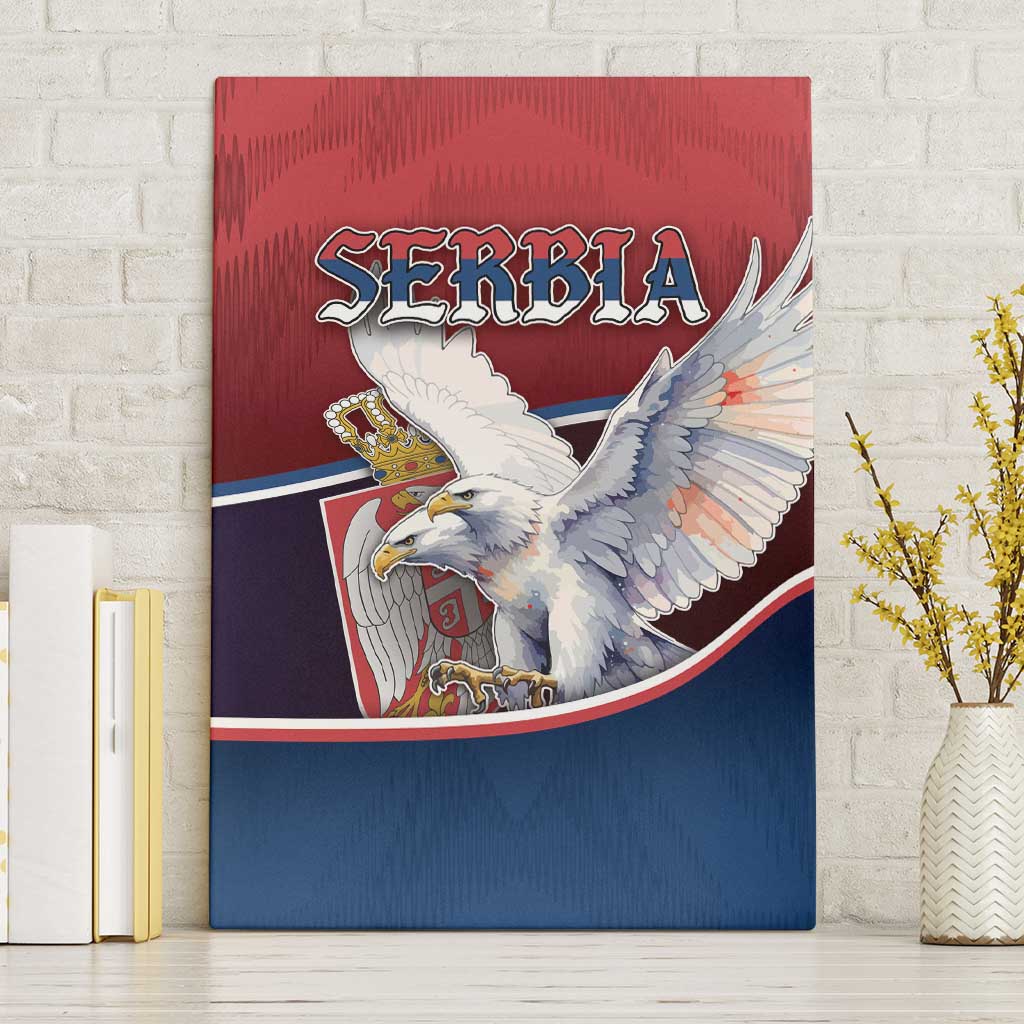 Serbia Canvas Wall Art White Double Headed Eagle With Coat Of Arms - Wonder Print Shop