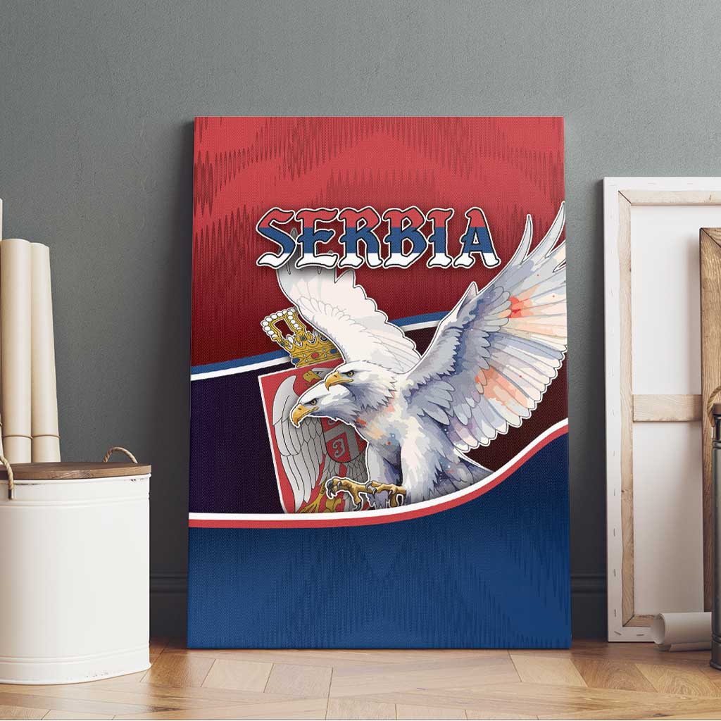 Serbia Canvas Wall Art White Double Headed Eagle With Coat Of Arms - Wonder Print Shop