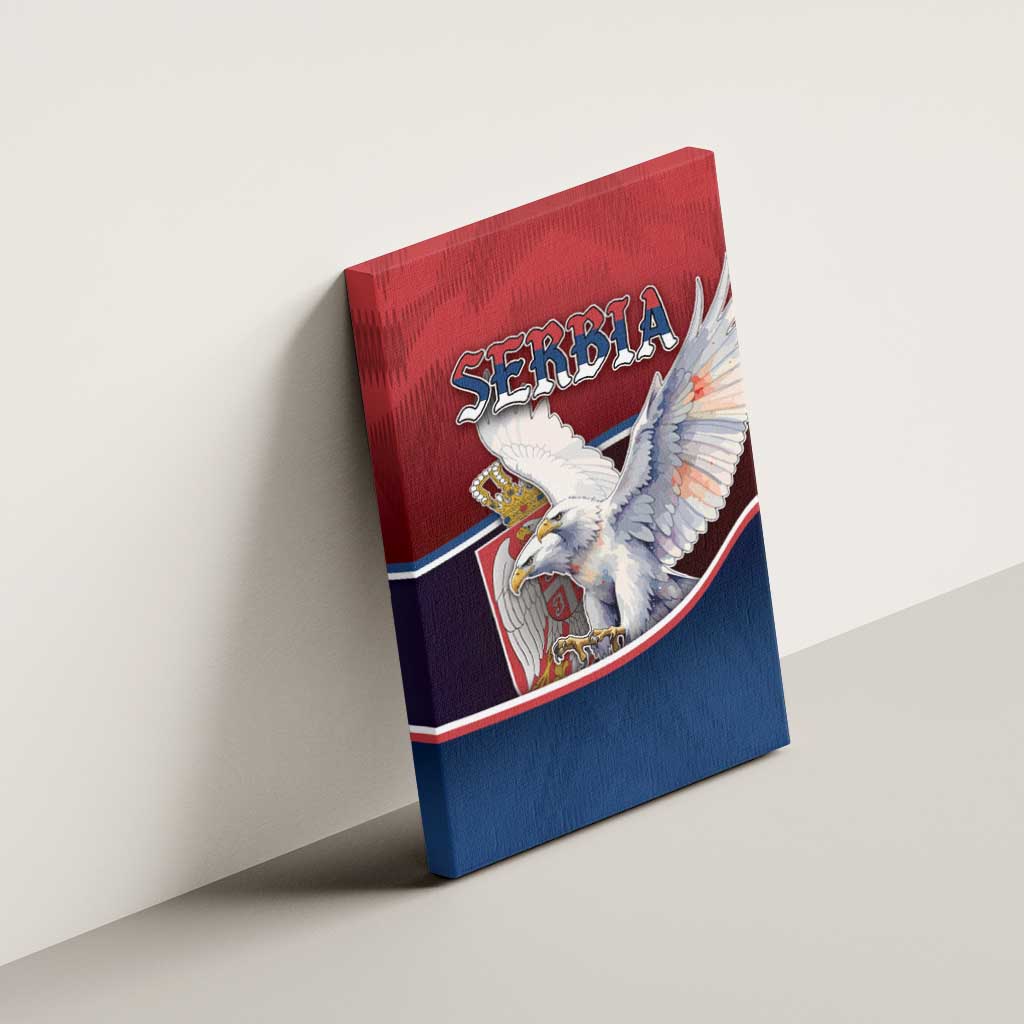 Serbia Canvas Wall Art White Double Headed Eagle With Coat Of Arms - Wonder Print Shop