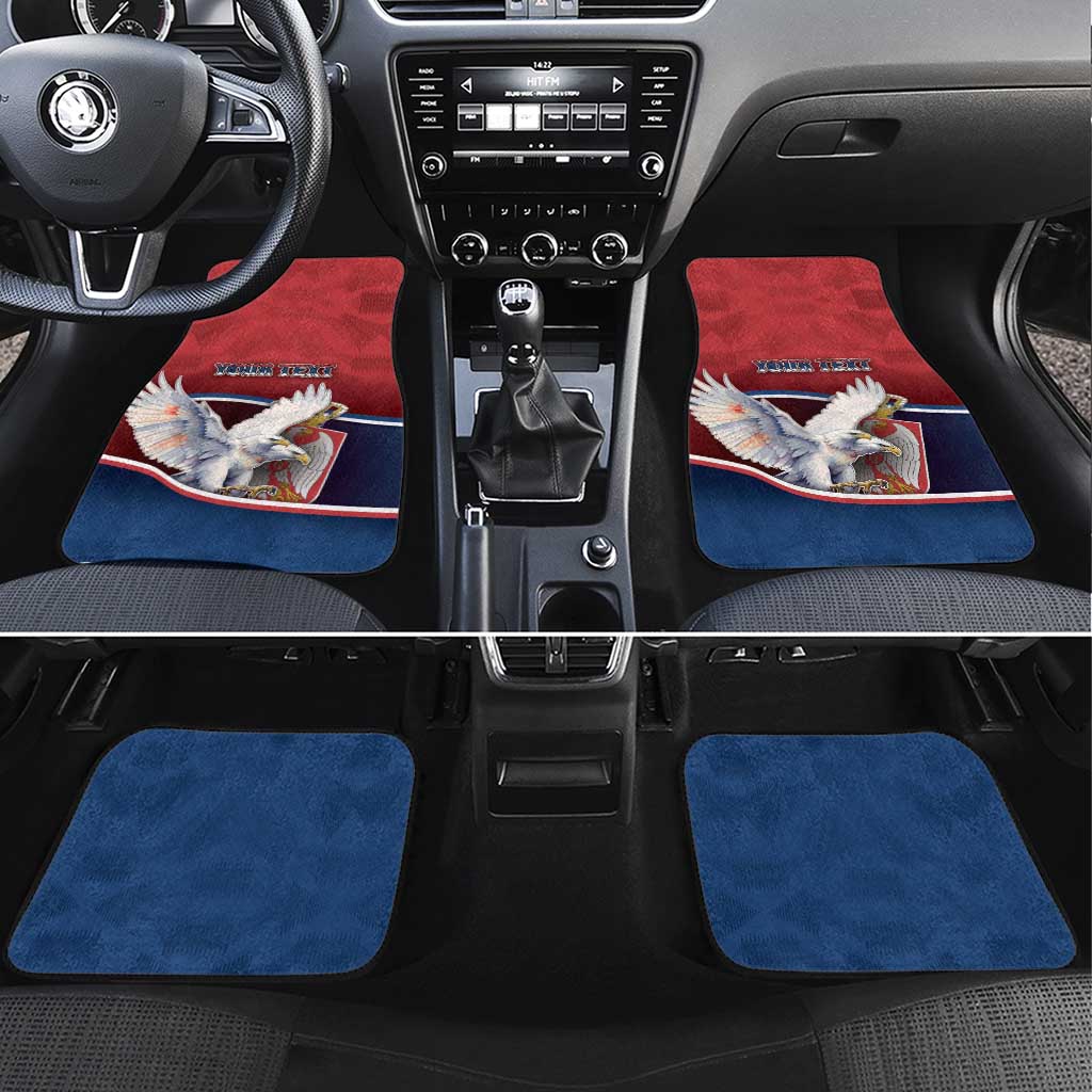 Serbia Car Mats White Double Headed Eagle With Coat Of Arms - Wonder Print Shop