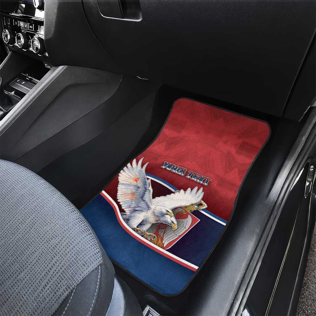 Serbia Car Mats White Double Headed Eagle With Coat Of Arms - Wonder Print Shop