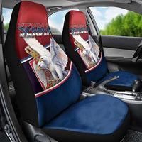 Serbia Car Seat Cover White Double Headed Eagle With Coat Of Arms - Wonder Print Shop