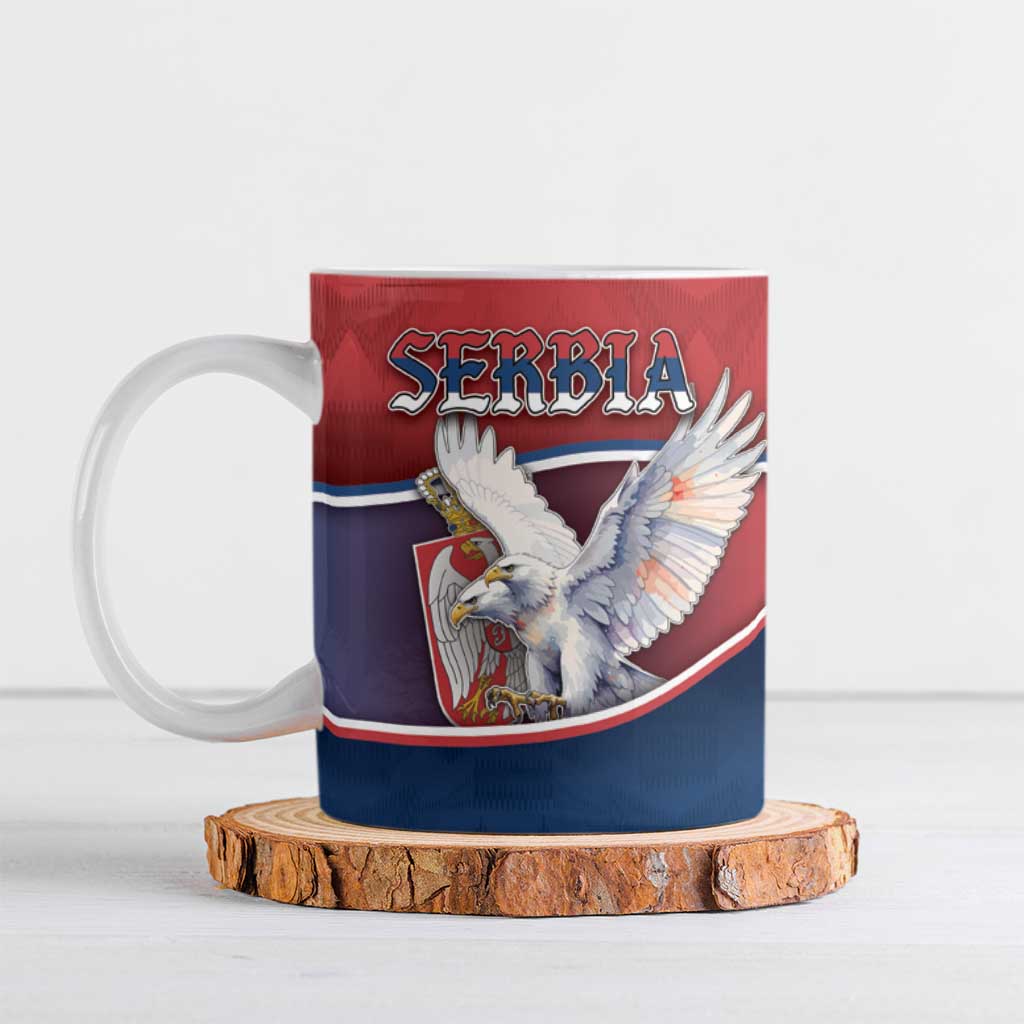 Personalized Serbia Ceramic Mug White Double Headed Eagle With Coat Of Arms - Wonder Print Shop