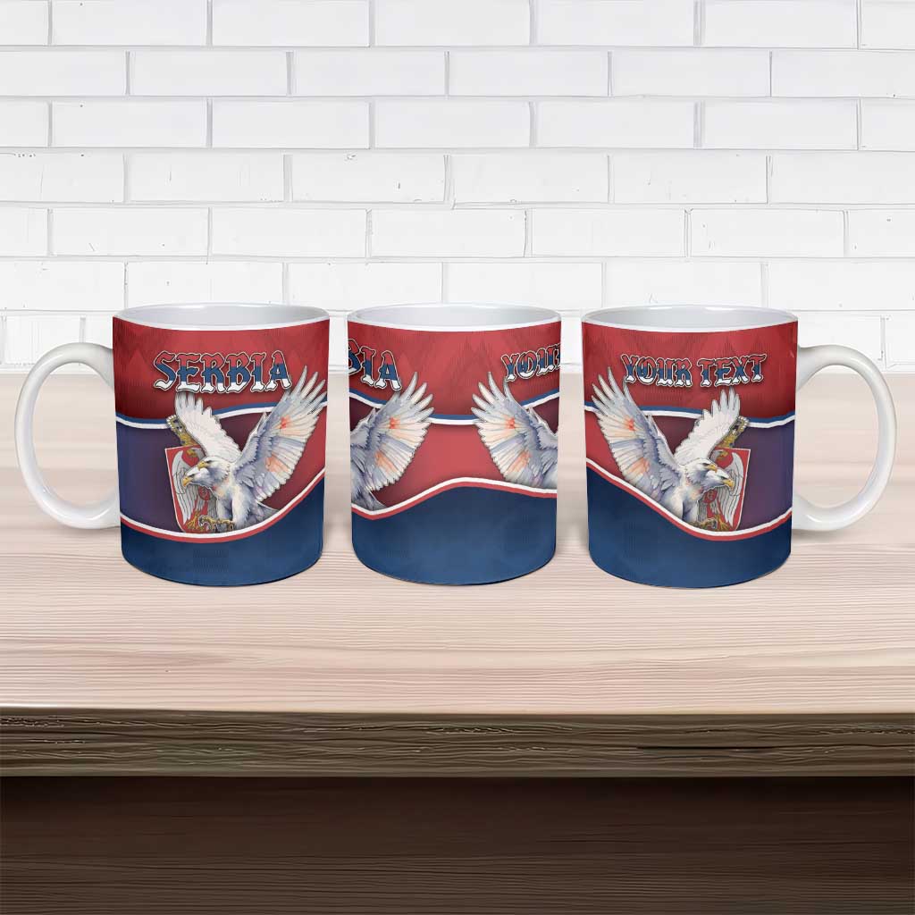Personalized Serbia Ceramic Mug White Double Headed Eagle With Coat Of Arms - Wonder Print Shop