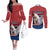 Personalized Serbia Couples Matching Off The Shoulder Long Sleeve Dress and Long Sleeve Button Shirt White Double Headed Eagle With Coat Of Arms - Wonder Print Shop