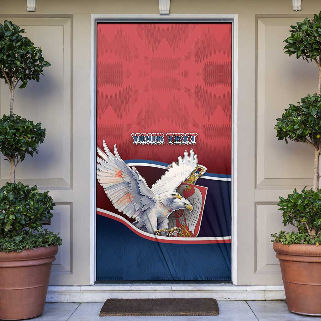 Serbia Door Cover White Double Headed Eagle With Coat Of Arms - Wonder Print Shop