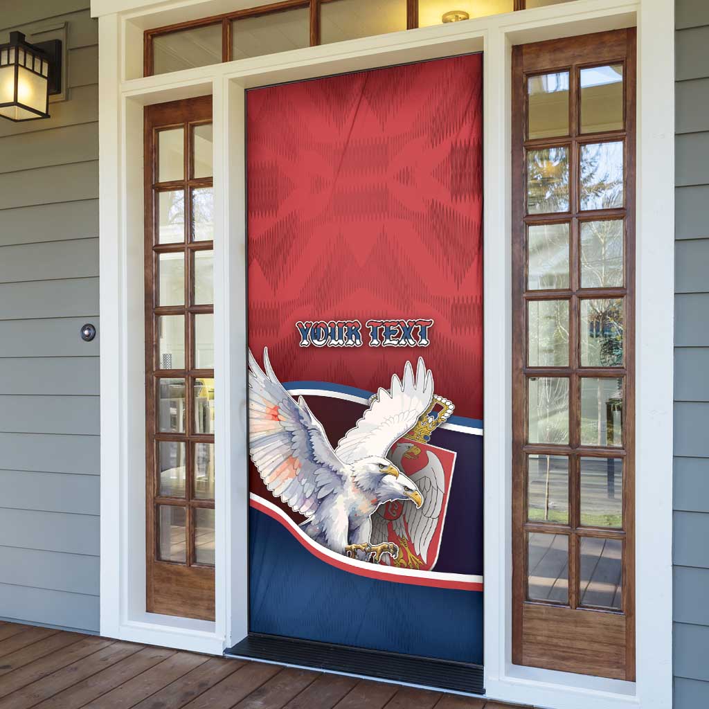 Serbia Door Cover White Double Headed Eagle With Coat Of Arms - Wonder Print Shop