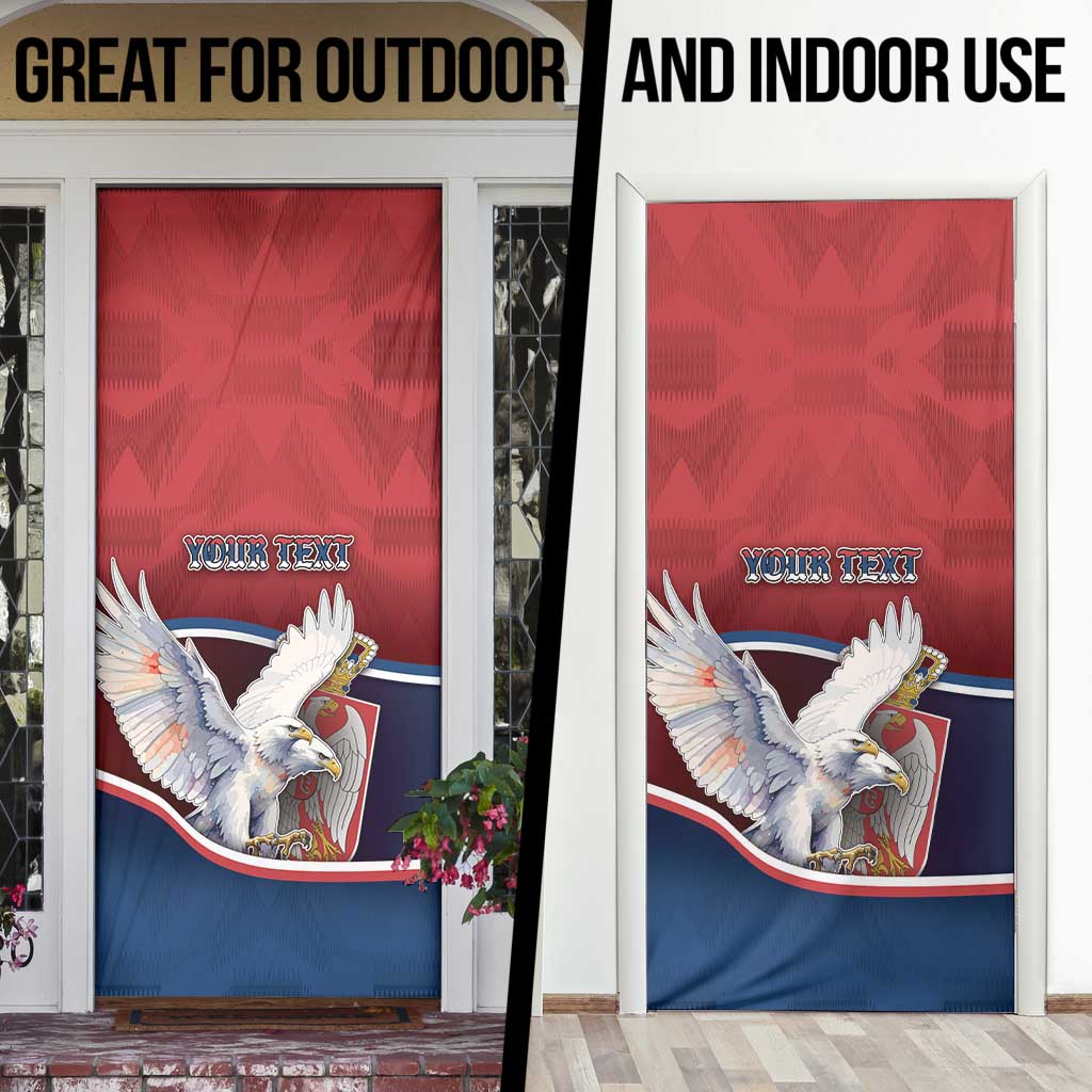 Serbia Door Cover White Double Headed Eagle With Coat Of Arms - Wonder Print Shop
