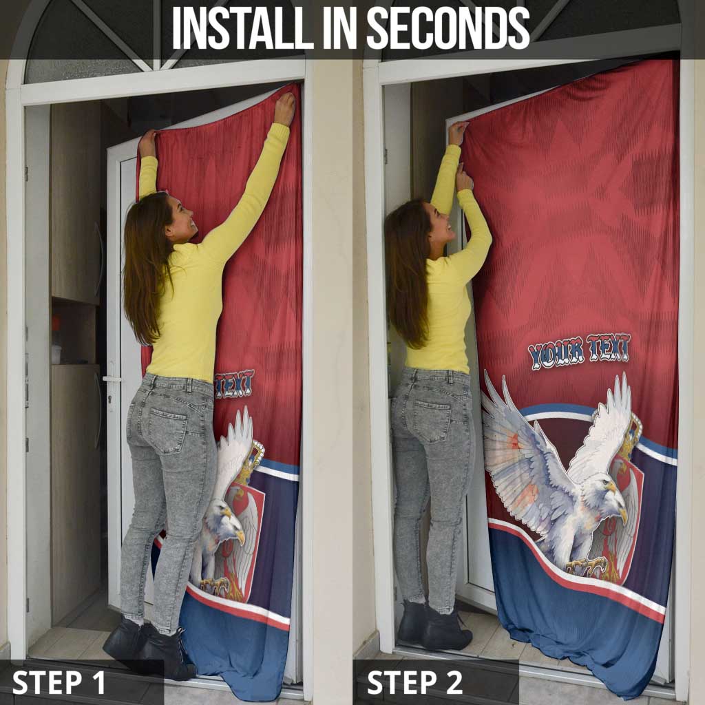 Serbia Door Cover White Double Headed Eagle With Coat Of Arms - Wonder Print Shop