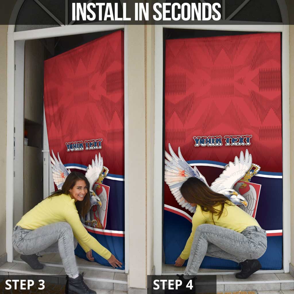 Serbia Door Cover White Double Headed Eagle With Coat Of Arms - Wonder Print Shop