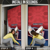 Serbia Door Cover White Double Headed Eagle With Coat Of Arms - Wonder Print Shop