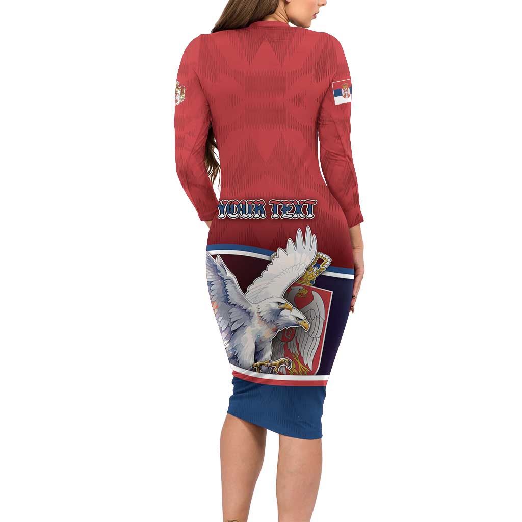 Personalized Serbia Family Matching Long Sleeve Bodycon Dress and Hawaiian Shirt White Double Headed Eagle With Coat Of Arms - Wonder Print Shop