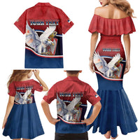 Personalized Serbia Family Matching Mermaid Dress and Hawaiian Shirt White Double Headed Eagle With Coat Of Arms - Wonder Print Shop