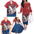 Personalized Serbia Family Matching Off The Shoulder Long Sleeve Dress and Hawaiian Shirt White Double Headed Eagle With Coat Of Arms - Wonder Print Shop