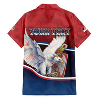 Personalized Serbia Family Matching Off The Shoulder Long Sleeve Dress and Hawaiian Shirt White Double Headed Eagle With Coat Of Arms - Wonder Print Shop
