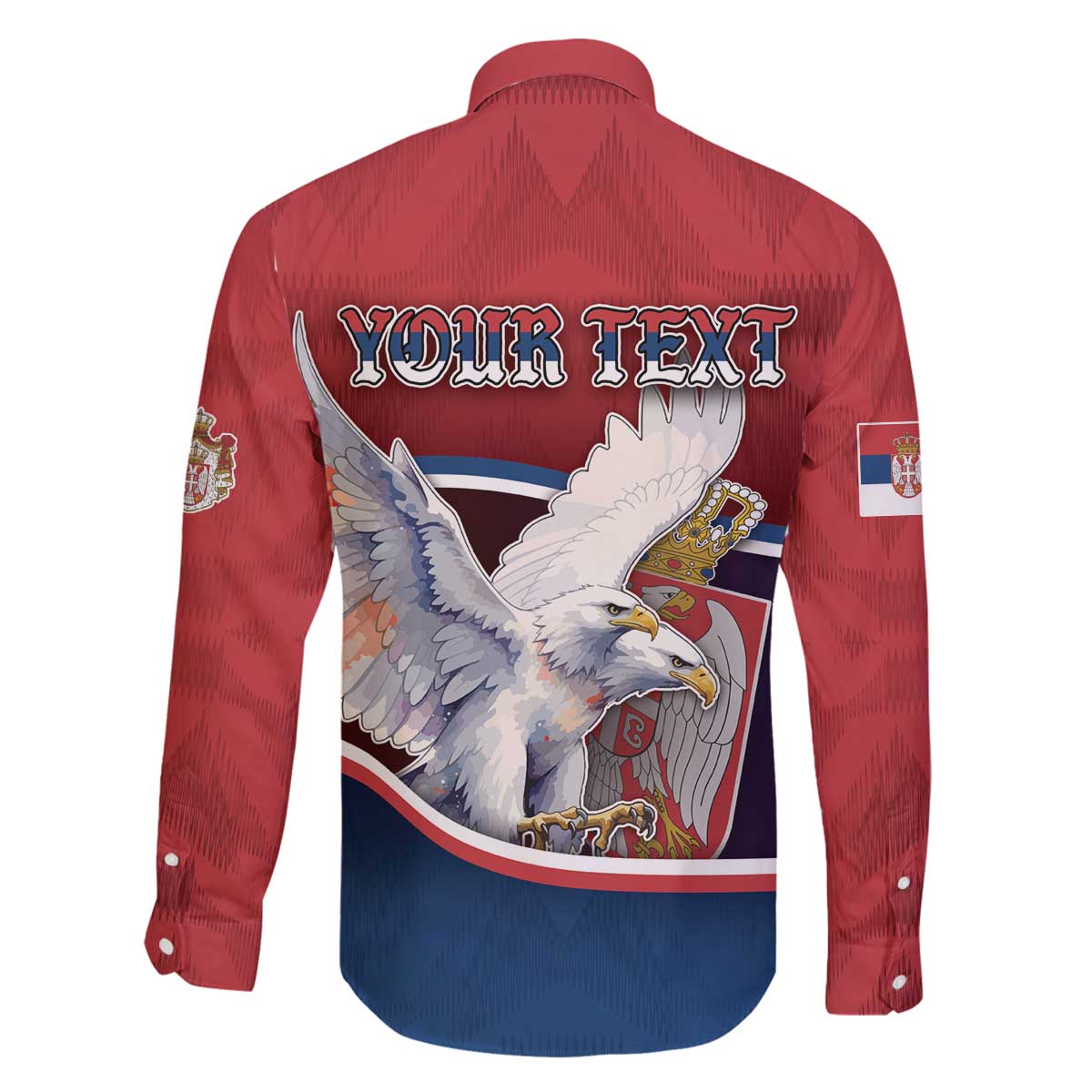 Personalized Serbia Family Matching Off The Shoulder Long Sleeve Dress and Hawaiian Shirt White Double Headed Eagle With Coat Of Arms - Wonder Print Shop