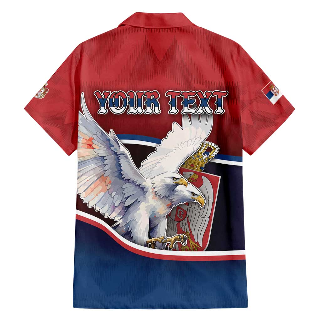 Personalized Serbia Family Matching Off Shoulder Maxi Dress and Hawaiian Shirt White Double Headed Eagle With Coat Of Arms - Wonder Print Shop