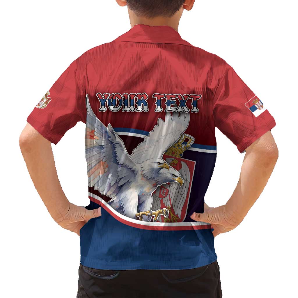 Personalized Serbia Family Matching Off Shoulder Short Dress and Hawaiian Shirt White Double Headed Eagle With Coat Of Arms - Wonder Print Shop