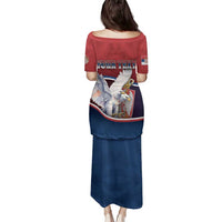 Personalized Serbia Family Matching Puletasi and Hawaiian Shirt White Double Headed Eagle With Coat Of Arms - Wonder Print Shop