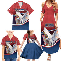 Personalized Serbia Family Matching Summer Maxi Dress and Hawaiian Shirt White Double Headed Eagle With Coat Of Arms - Wonder Print Shop