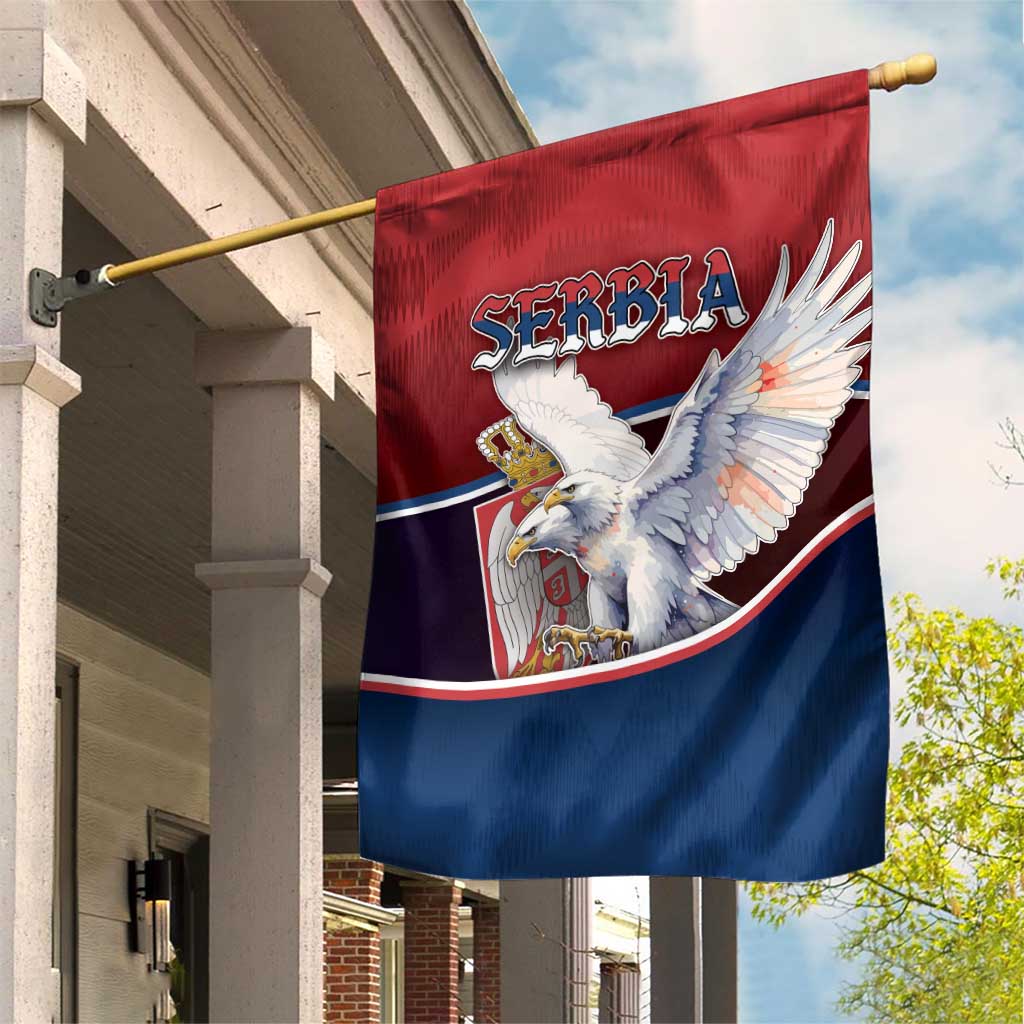 Serbia Garden Flag White Double Headed Eagle With Coat Of Arms - Wonder Print Shop