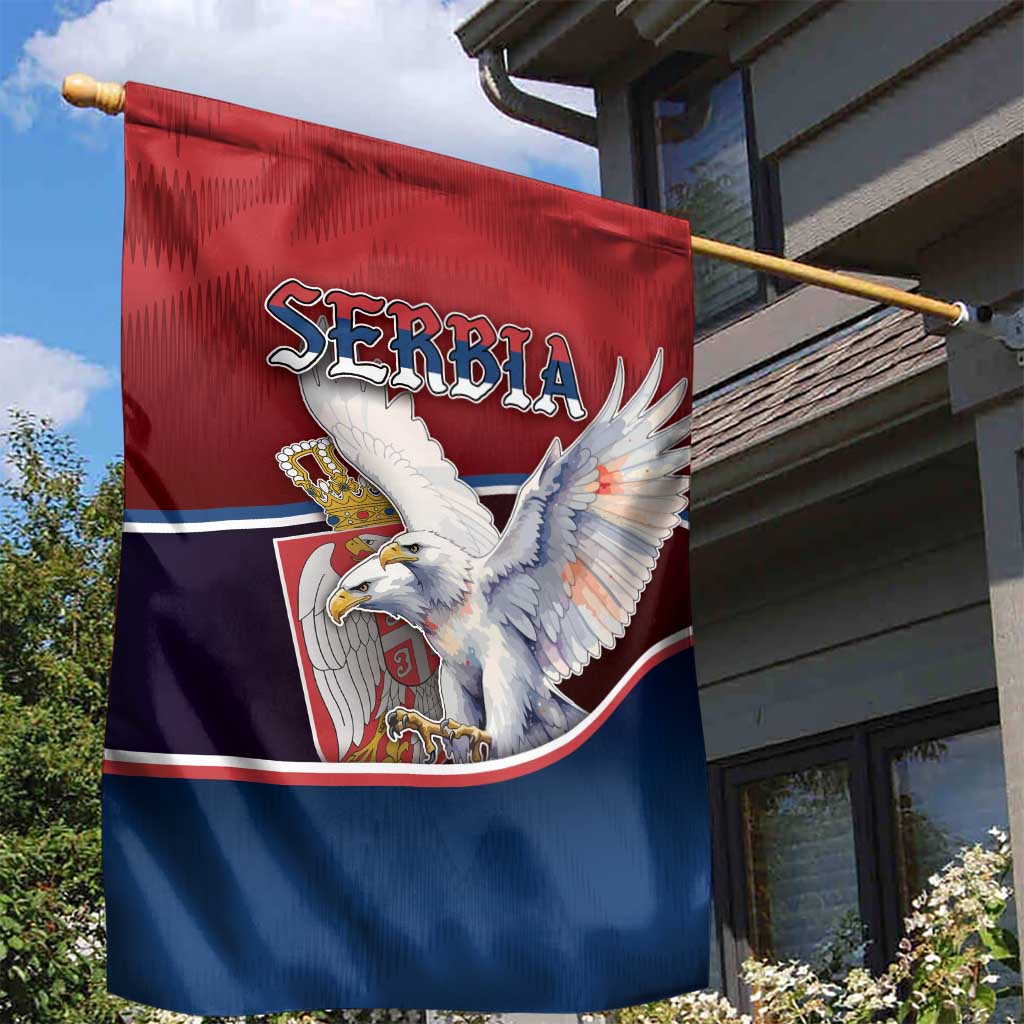 Serbia Garden Flag White Double Headed Eagle With Coat Of Arms - Wonder Print Shop