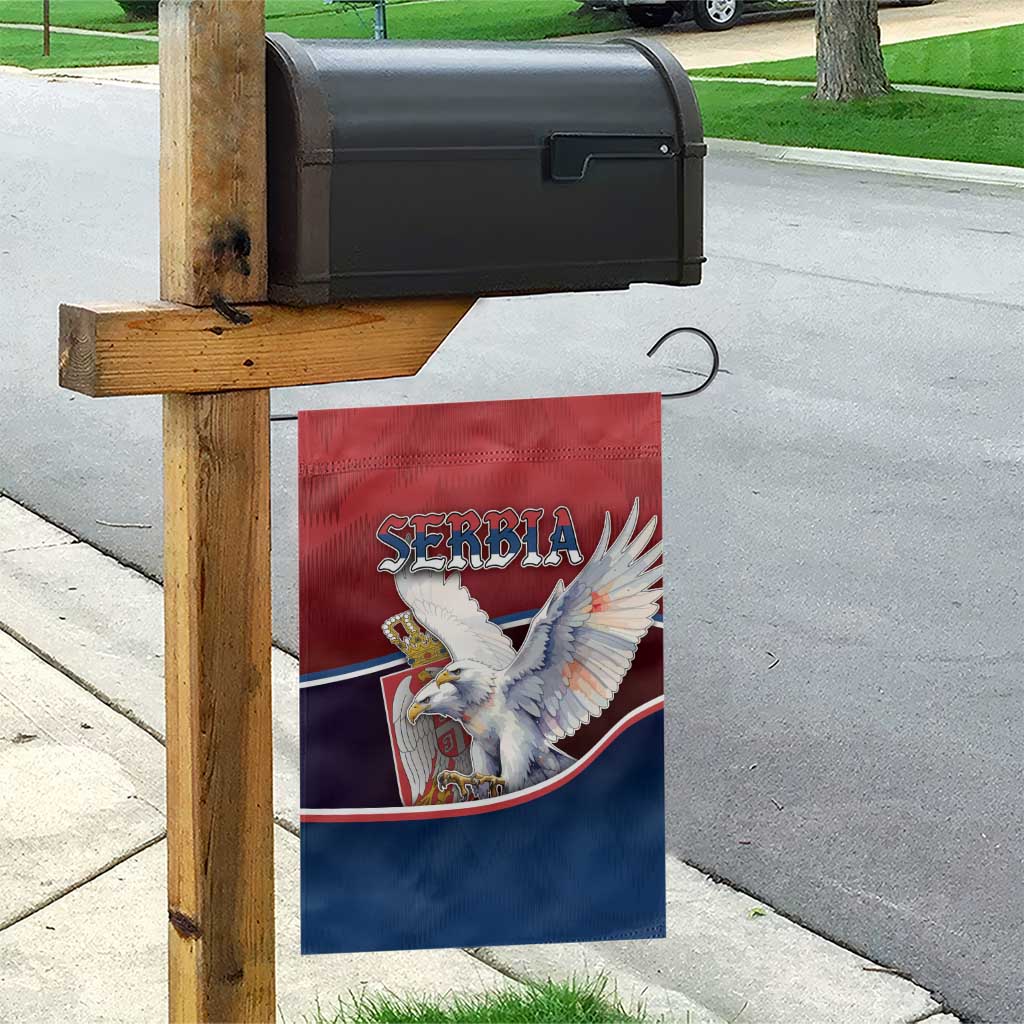 Serbia Garden Flag White Double Headed Eagle With Coat Of Arms - Wonder Print Shop