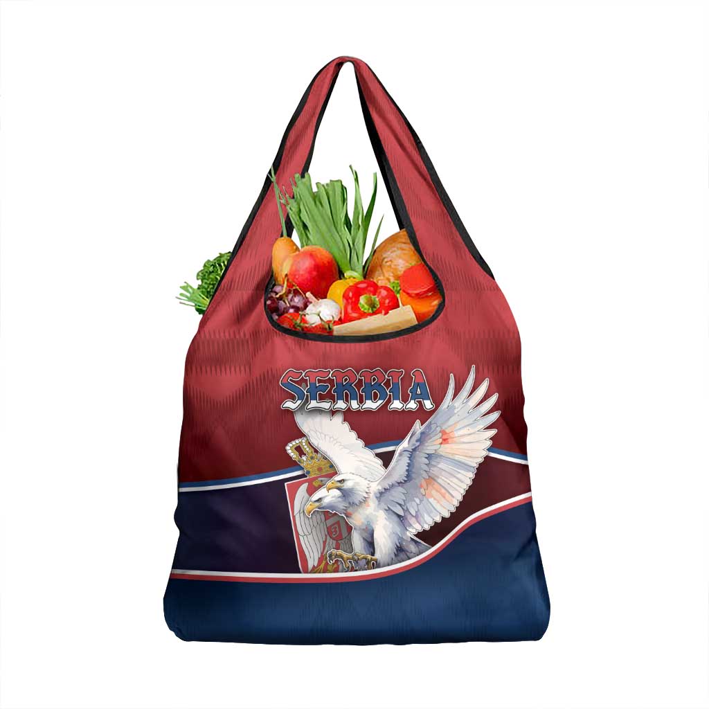 Serbia Grocery Bag White Double Headed Eagle With Coat Of Arms - Wonder Print Shop