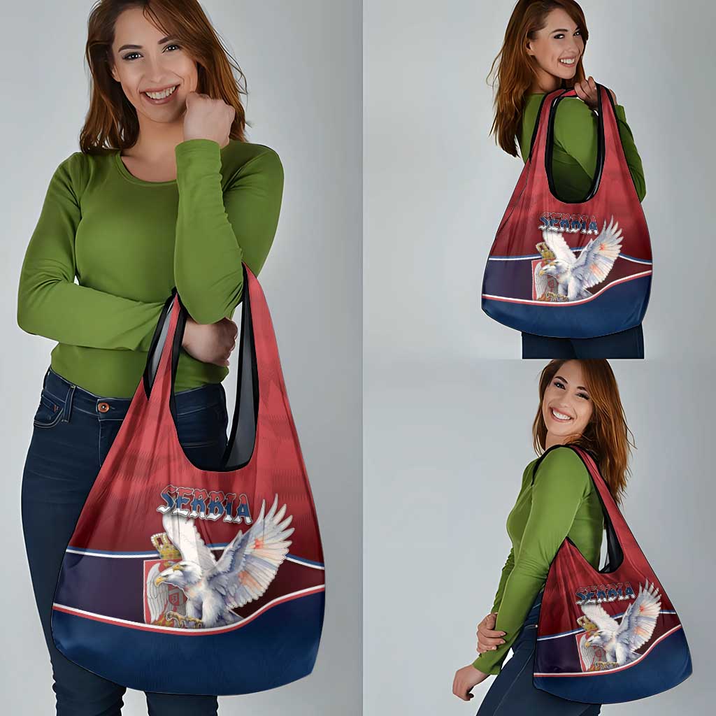 Serbia Grocery Bag White Double Headed Eagle With Coat Of Arms - Wonder Print Shop