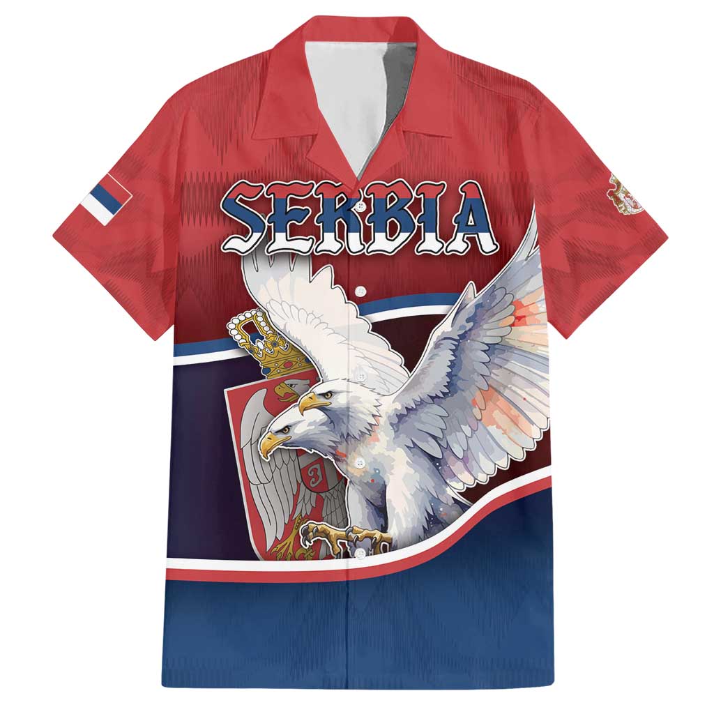 Personalized Serbia Hawaiian Shirt White Double Headed Eagle With Coat Of Arms - Wonder Print Shop