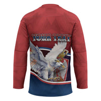 Personalized Serbia Hockey Jersey White Double Headed Eagle With Coat Of Arms - Wonder Print Shop