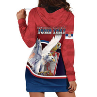 Personalized Serbia Hoodie Dress White Double Headed Eagle With Coat Of Arms - Wonder Print Shop