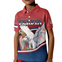 Personalized Serbia Kid Polo Shirt White Double Headed Eagle With Coat Of Arms - Wonder Print Shop
