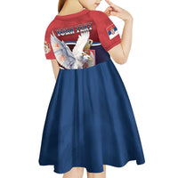 Personalized Serbia Kid Short Sleeve Dress White Double Headed Eagle With Coat Of Arms - Wonder Print Shop