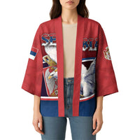 Personalized Serbia Kimono White Double Headed Eagle With Coat Of Arms - Wonder Print Shop