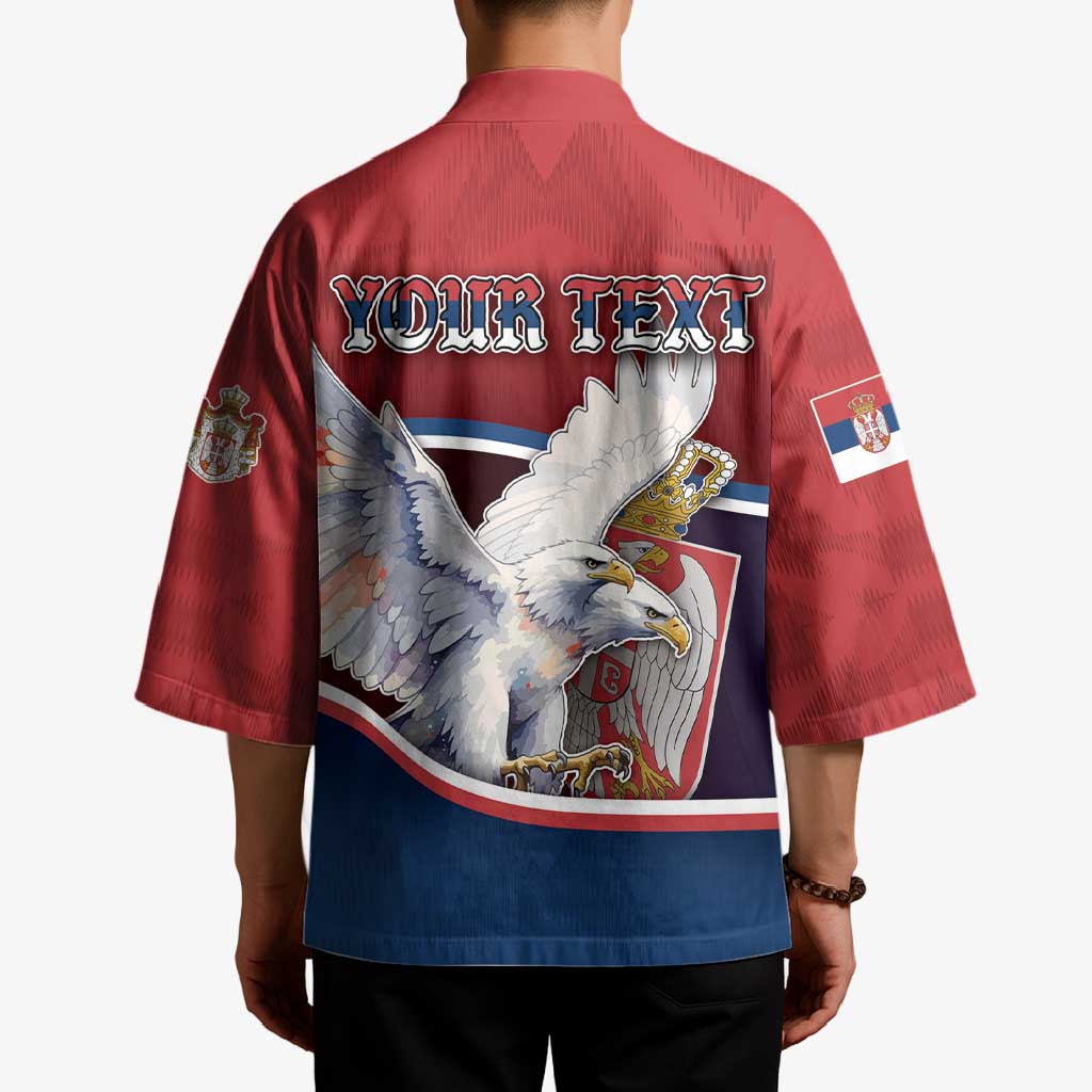 Personalized Serbia Kimono White Double Headed Eagle With Coat Of Arms - Wonder Print Shop