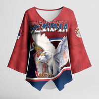 Personalized Serbia Kimono Sleeve Blouse White Double Headed Eagle With Coat Of Arms - Wonder Print Shop