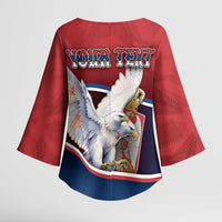 Personalized Serbia Kimono Sleeve Blouse White Double Headed Eagle With Coat Of Arms - Wonder Print Shop