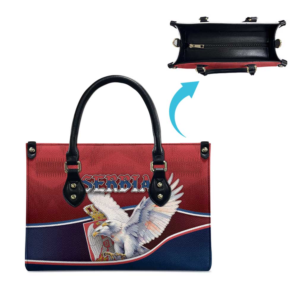 Serbia Leather Bag White Double Headed Eagle With Coat Of Arms - Wonder Print Shop