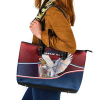 Serbia Leather Tote Bag White Double Headed Eagle With Coat Of Arms - Wonder Print Shop