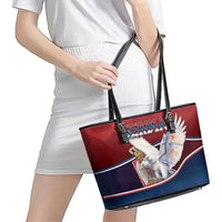 Serbia Leather Tote Bag White Double Headed Eagle With Coat Of Arms - Wonder Print Shop