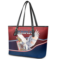 Serbia Leather Tote Bag White Double Headed Eagle With Coat Of Arms - Wonder Print Shop