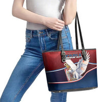 Serbia Leather Tote Bag White Double Headed Eagle With Coat Of Arms - Wonder Print Shop