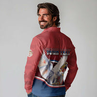 Personalized Serbia Long Sleeve Polo Shirt White Double Headed Eagle With Coat Of Arms - Wonder Print Shop