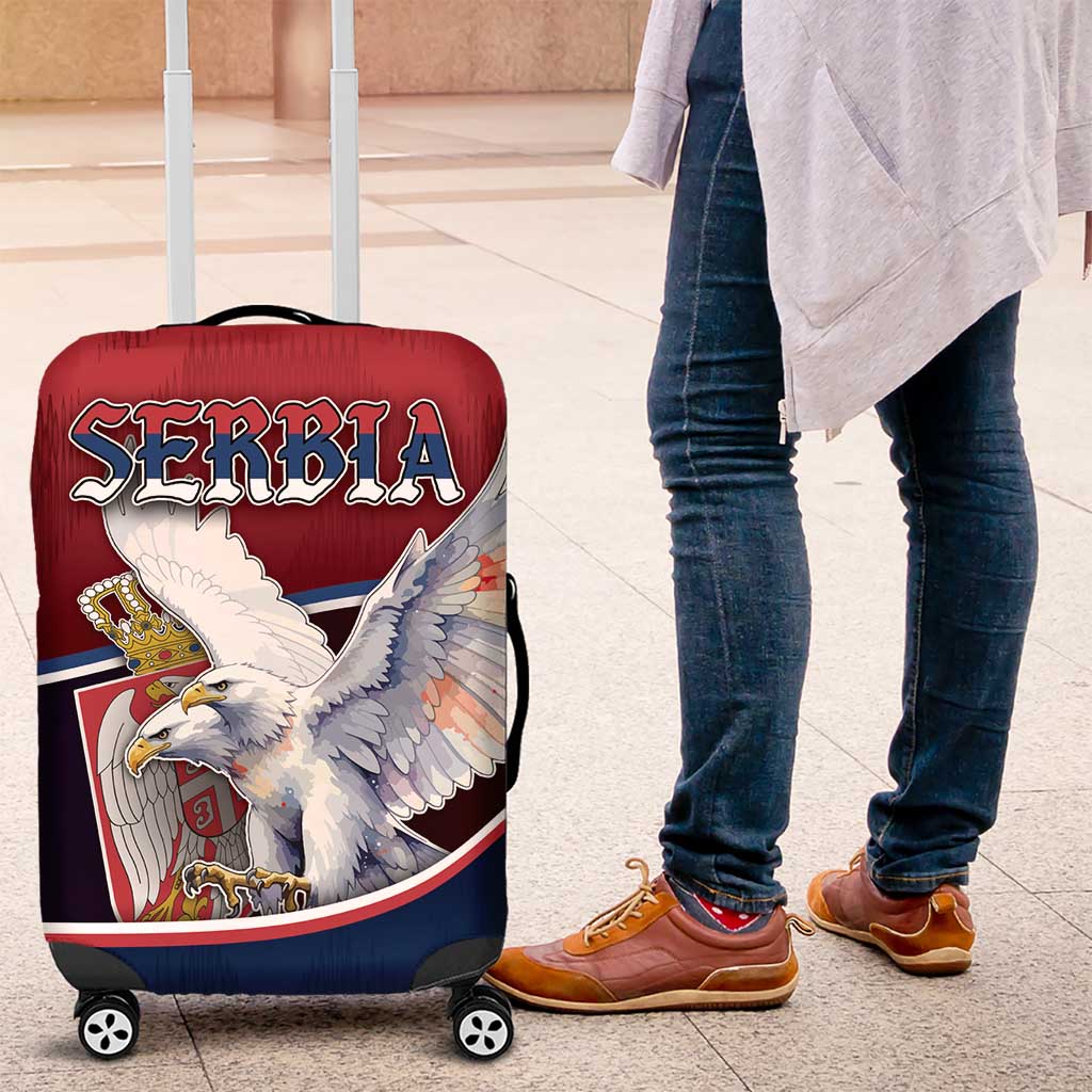 Serbia Luggage Cover White Double Headed Eagle With Coat Of Arms - Wonder Print Shop