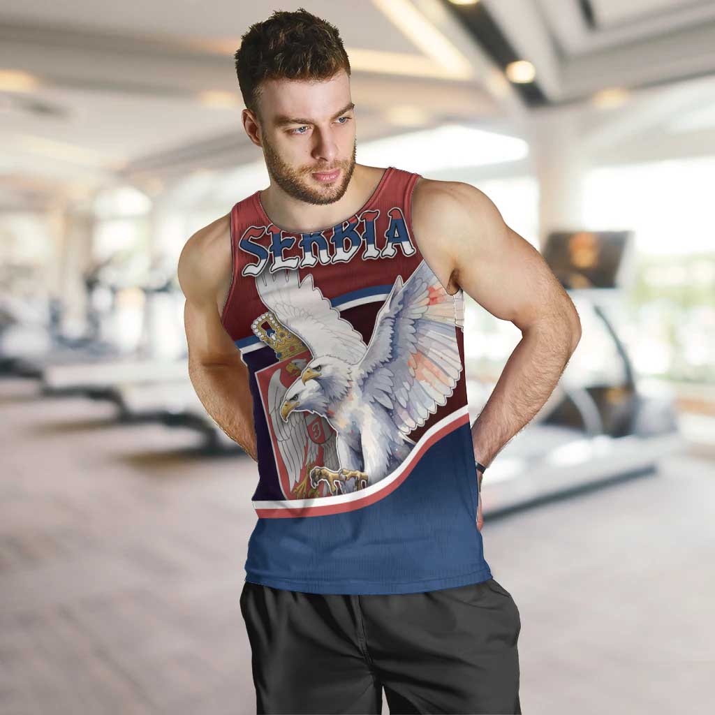 Personalized Serbia Men Tank Top White Double Headed Eagle With Coat Of Arms - Wonder Print Shop
