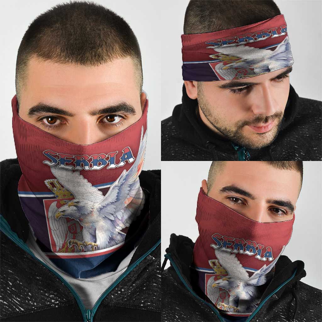 Serbia Neck Gaiter White Double Headed Eagle With Coat Of Arms - Wonder Print Shop