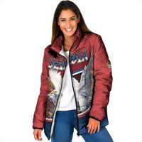 Personalized Serbia Padded Jacket White Double Headed Eagle With Coat Of Arms - Wonder Print Shop