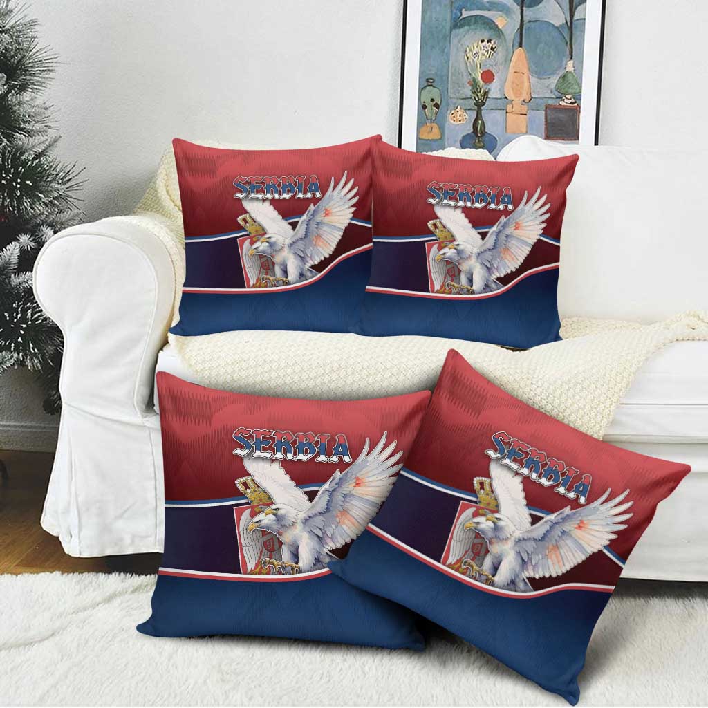 Serbia Pillow Cover White Double Headed Eagle With Coat Of Arms - Wonder Print Shop